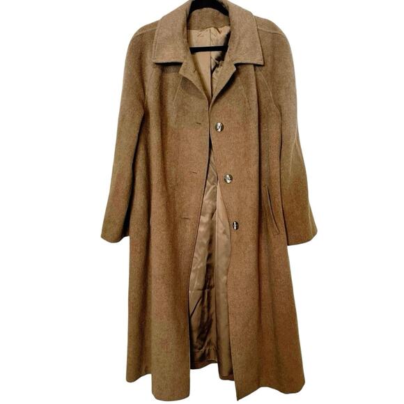 Vintage Juli de Roma Coat Women's Large Tan Brown Kajjmir Faux Cashmere Overcoat - Picture 2 of 9